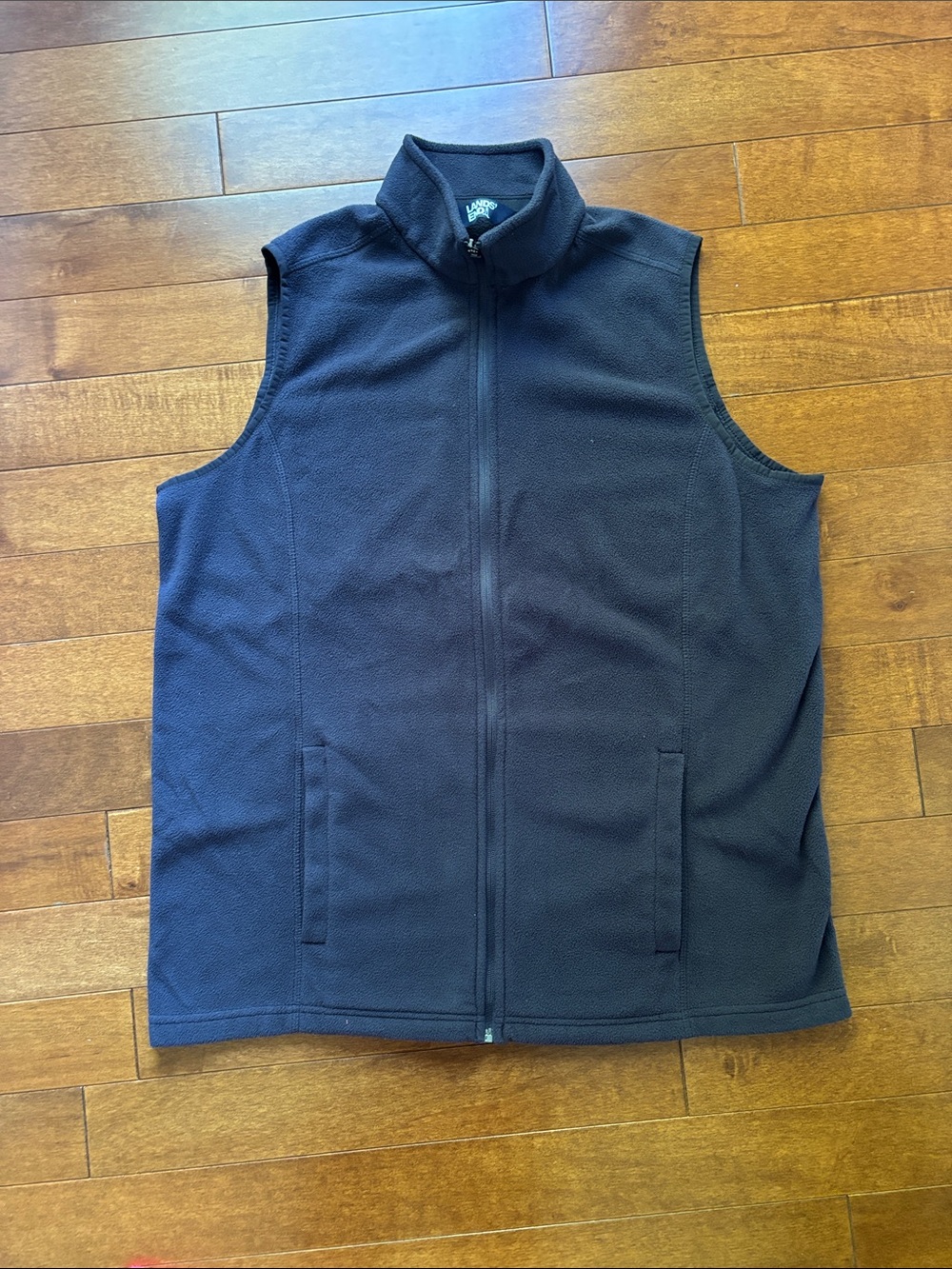 Landsend Navy Fleece Vest - Classic Zip Front, Women Size Large Tall